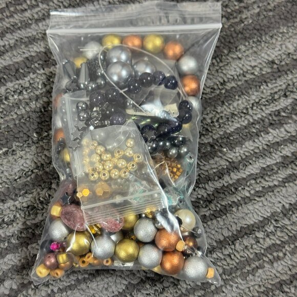 Metallic & Gemstone Bead Grab Bag – 11 oz Mixed Jewelry-Making Beads - Picture 2 of 9